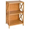 Natural Eco-Friendly 2 Tier 100% Bamboo Sofa Console Tables with Bookcase Shelf Storage Organizer