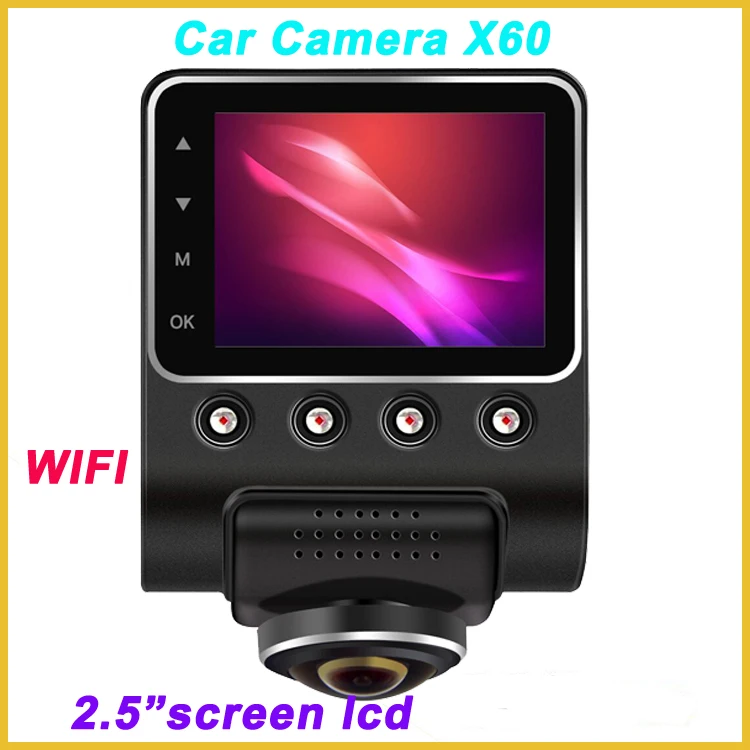 

360 degree car security camera, X60 car dvr dash camera 1080, 2.5screen lcd dash cam wifi