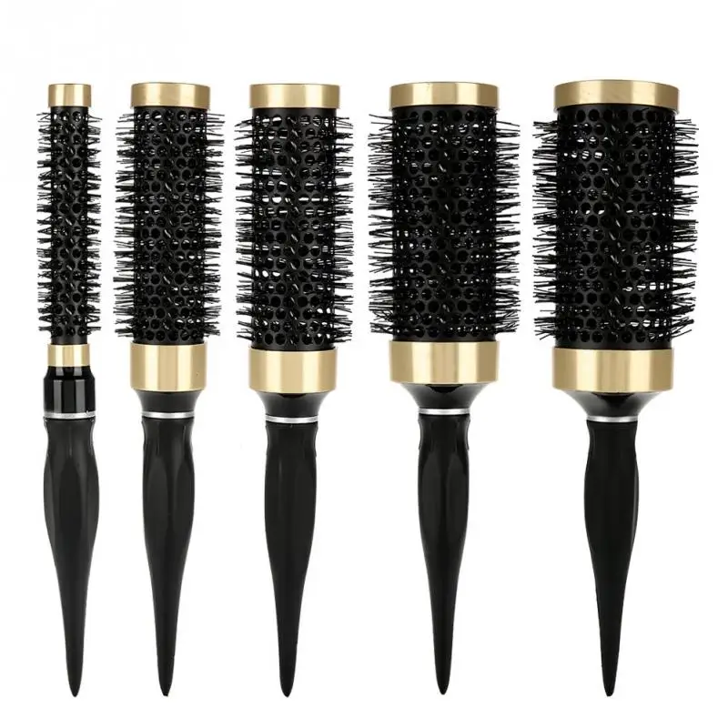 

1pc Ceramic & Nylon Curly Hair Brush Heat Resistant Round Roller Hair Comb Blow Dry Brush Professional Barber Tools