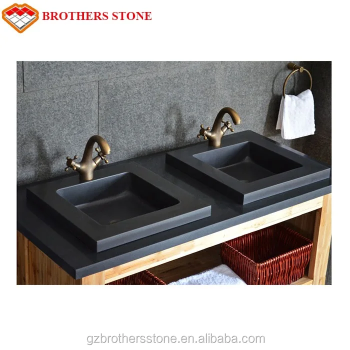 
400 600mm Black Basalt Stone Basin Bathroom Sink  (60761919417)