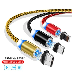 30 Pecent Off Amazon Best Selling 360 Rotation Led 3 in 1 Magnetic USB Charging Cable Micro Type C Cable for Mobile Phone