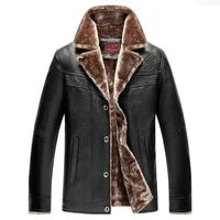 

lapel button V-neck men leather jacket motorcycle