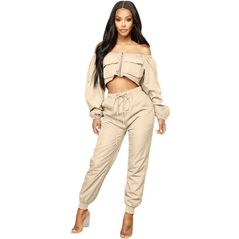 

Wholesales Fashion Long Sleeve Off The Shoulder Two-Piece Outfits
