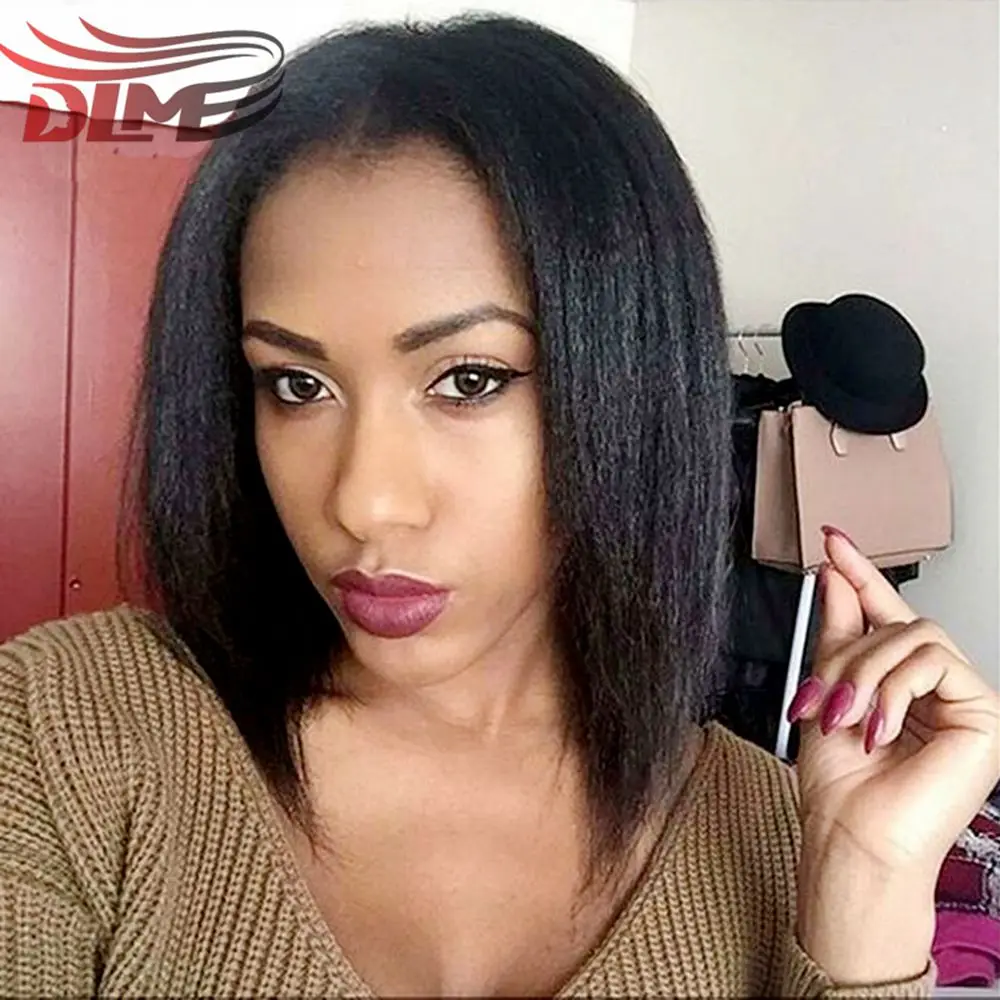 

New Style Bob Wig Brazilian Virgin Hair Yaki Straight Lace Front Wigs Glueless Cheap Light Yaki Bob Wigs