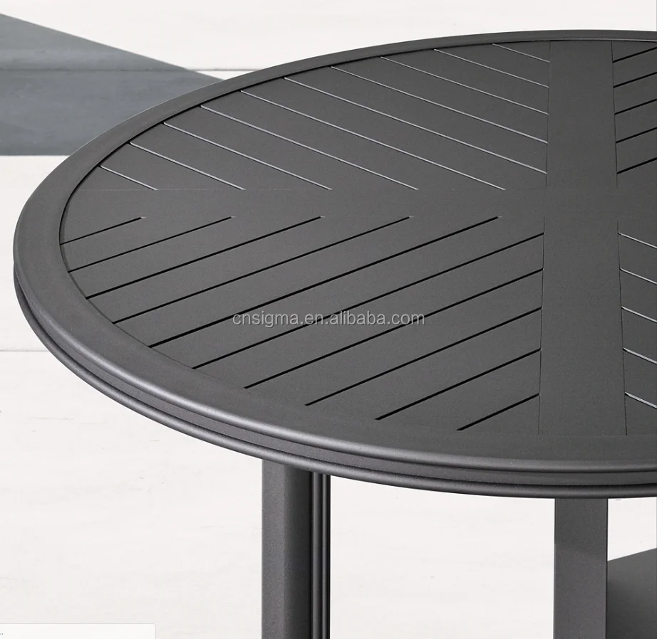 Metal Outdoor Furniture Round Dining Table Powder Coated Aluminum Tube