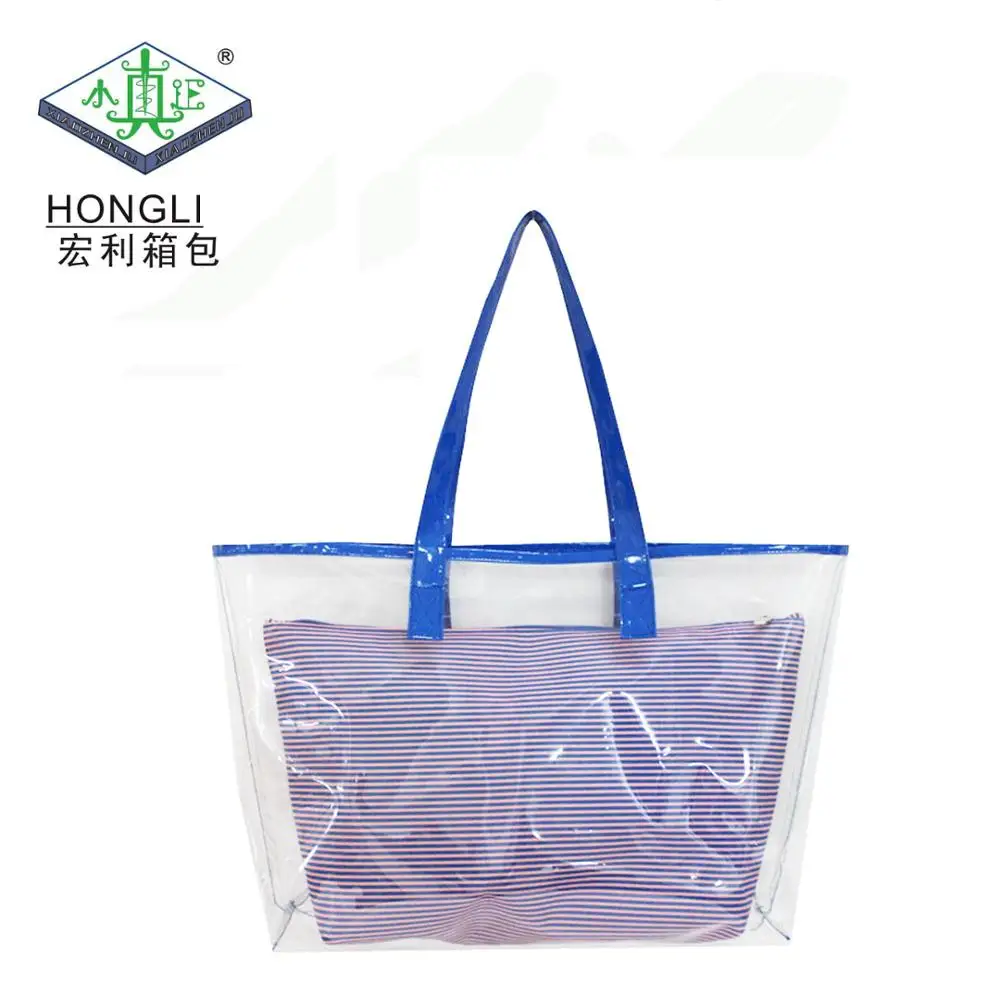 

fashion design waterproof clear transparent shopping shoulder pvc tote, Multi