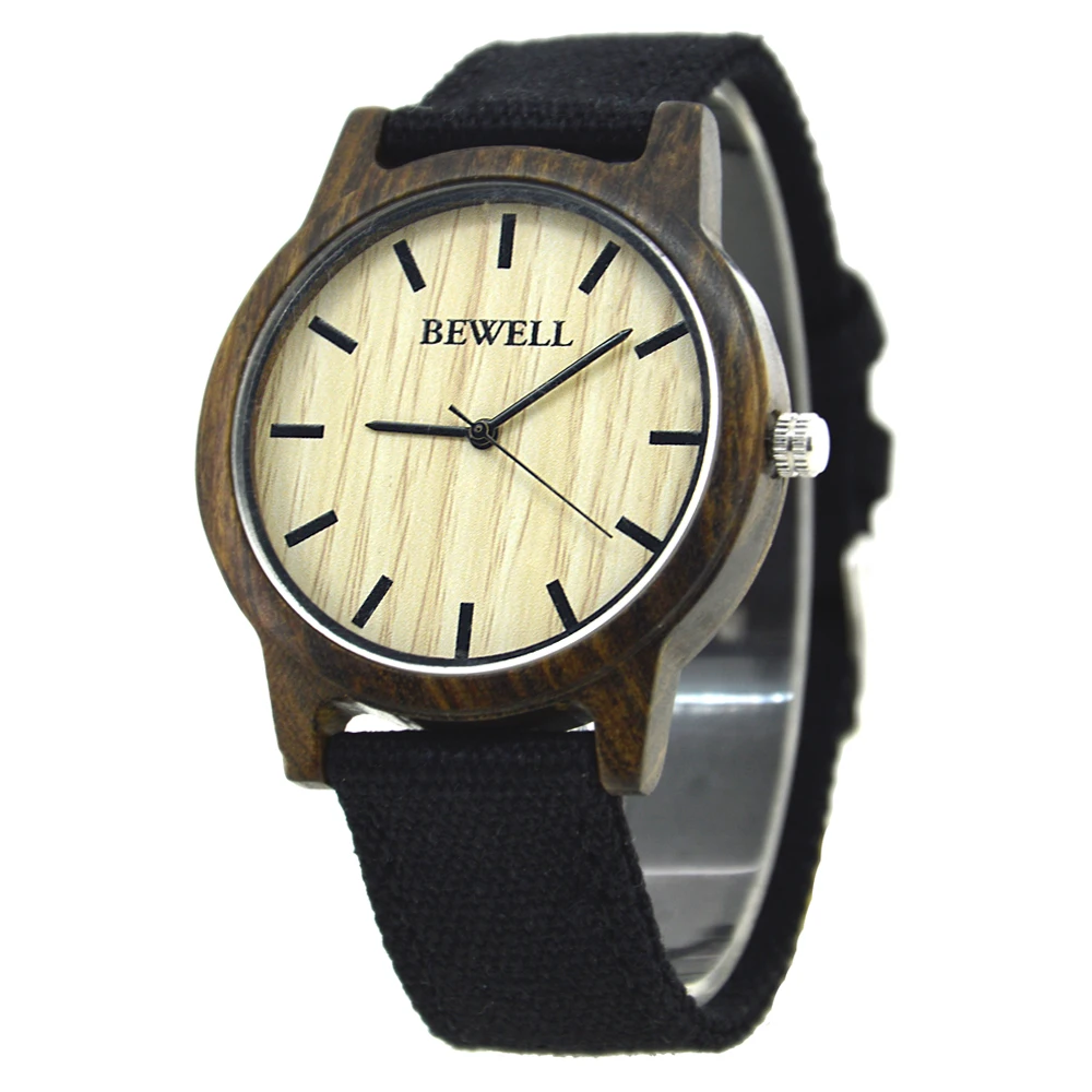 

2020 Amazon Top Seller Bewell Black Sandal Wood Watch Light Weight Gifts Wach Private Label Wooden Watches For Men and Women