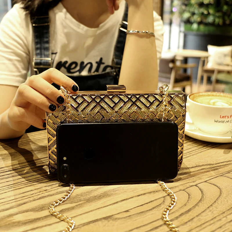 

Fashion Lady Metal Clutch evening bag for Party Women's Evening Bags Shoulder handBag Cross-body Purses