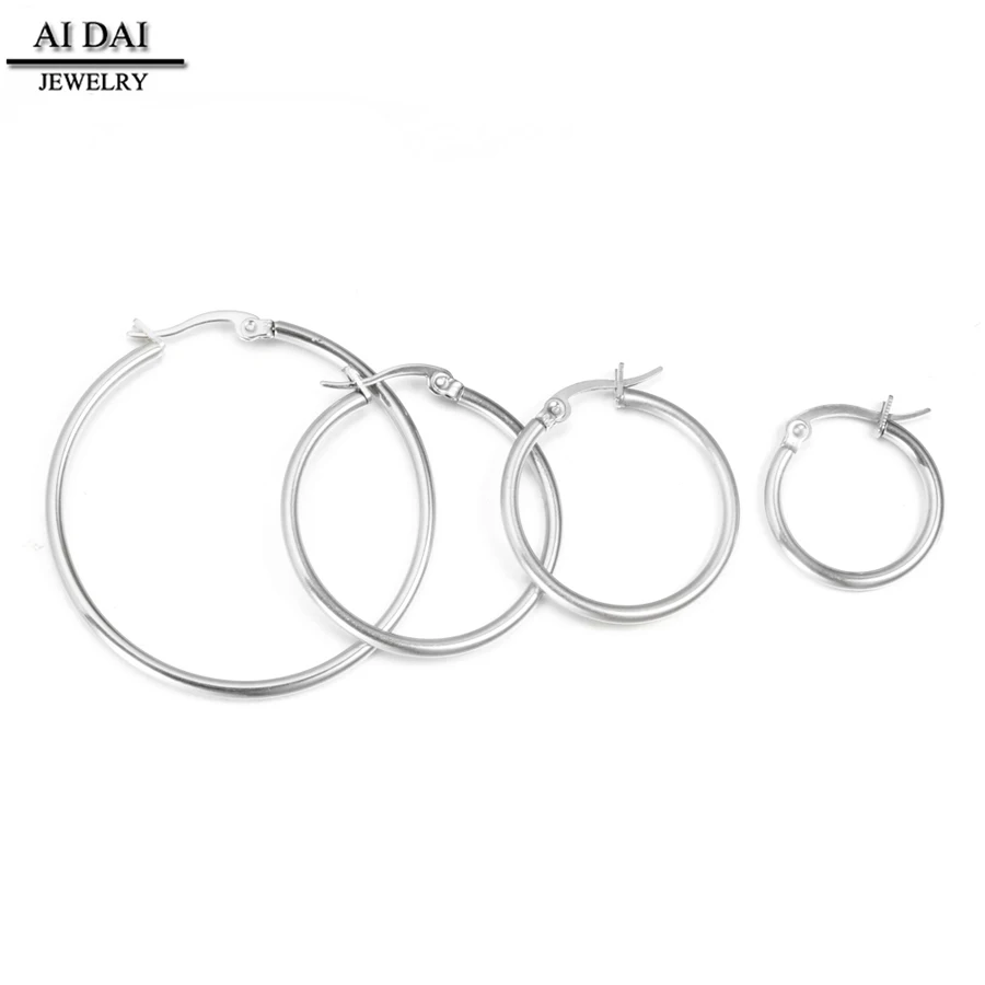 

Wholesale cheap not allergic silver hoop earrings Material Stainless steel