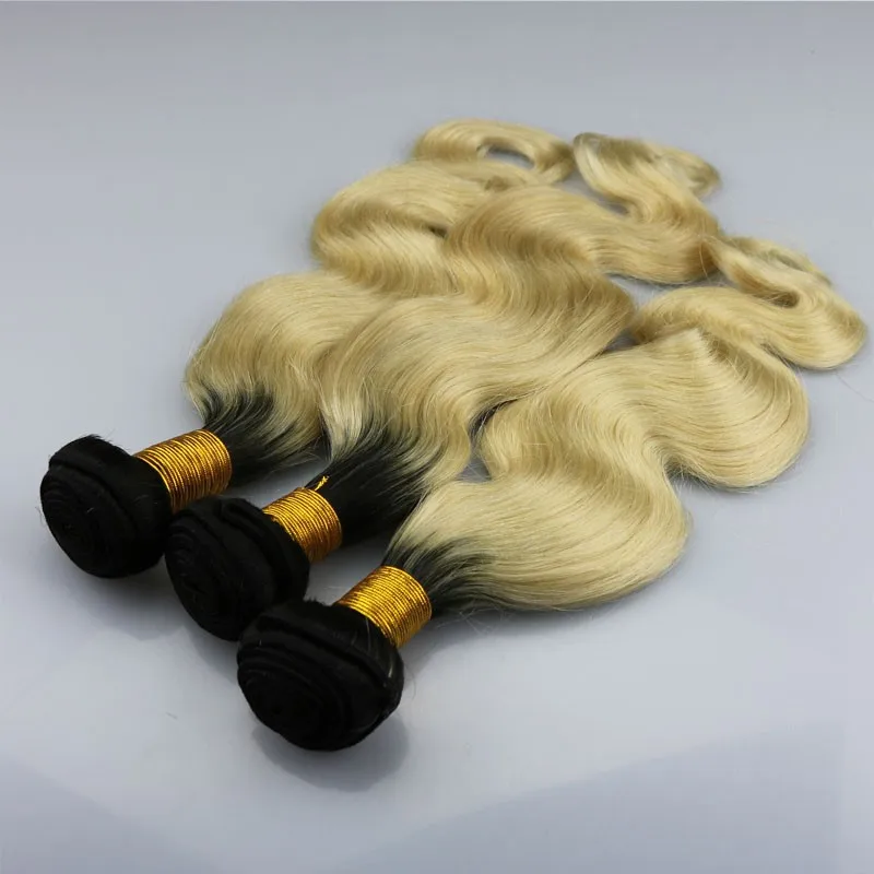 

Human Hair Weaves Body Wave Extension 8A Ombre Hair Bundles 1B/613Color