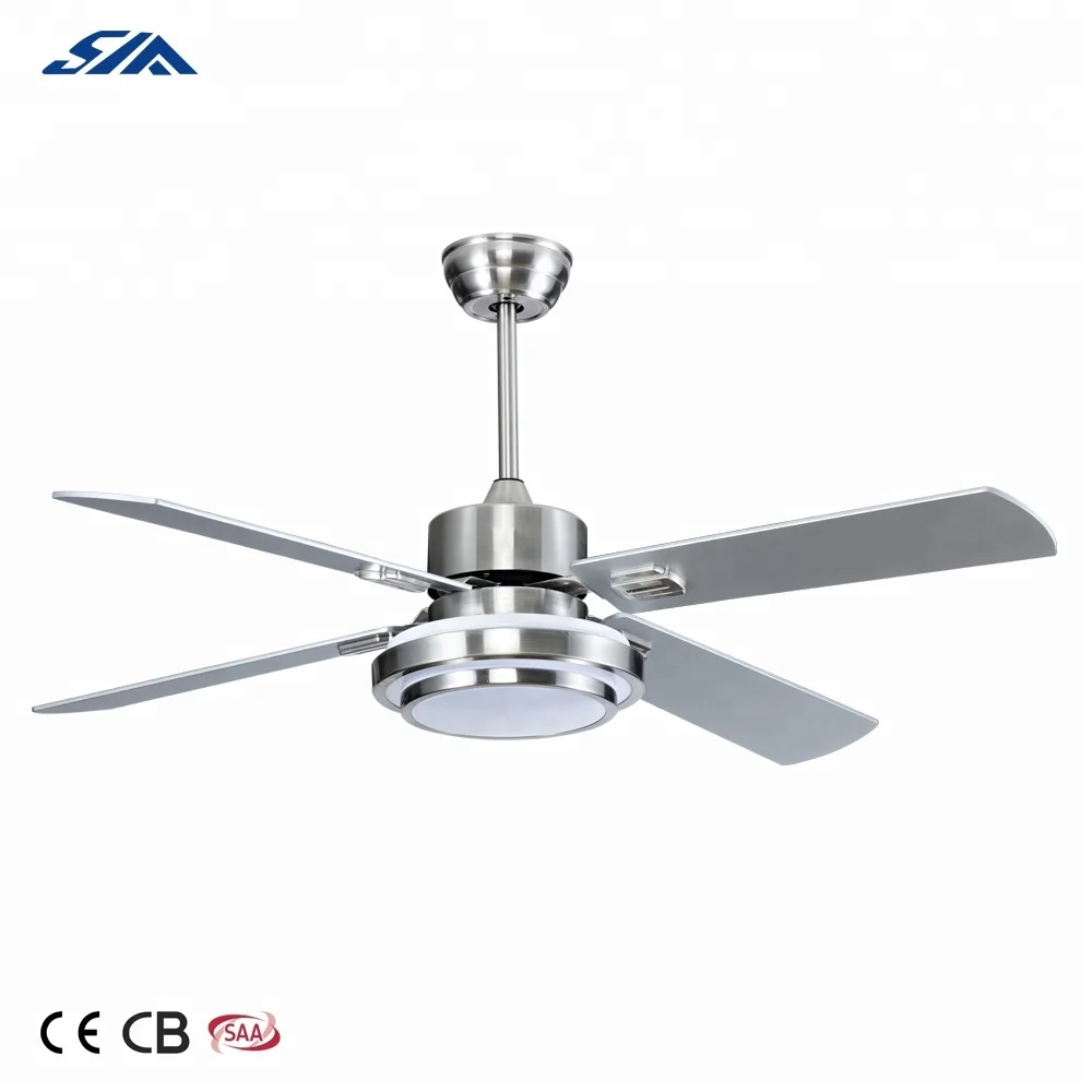 52 inch low cost home decorative air conditioning 220V AC ceiling fan with led light kit in brushed nickel finished