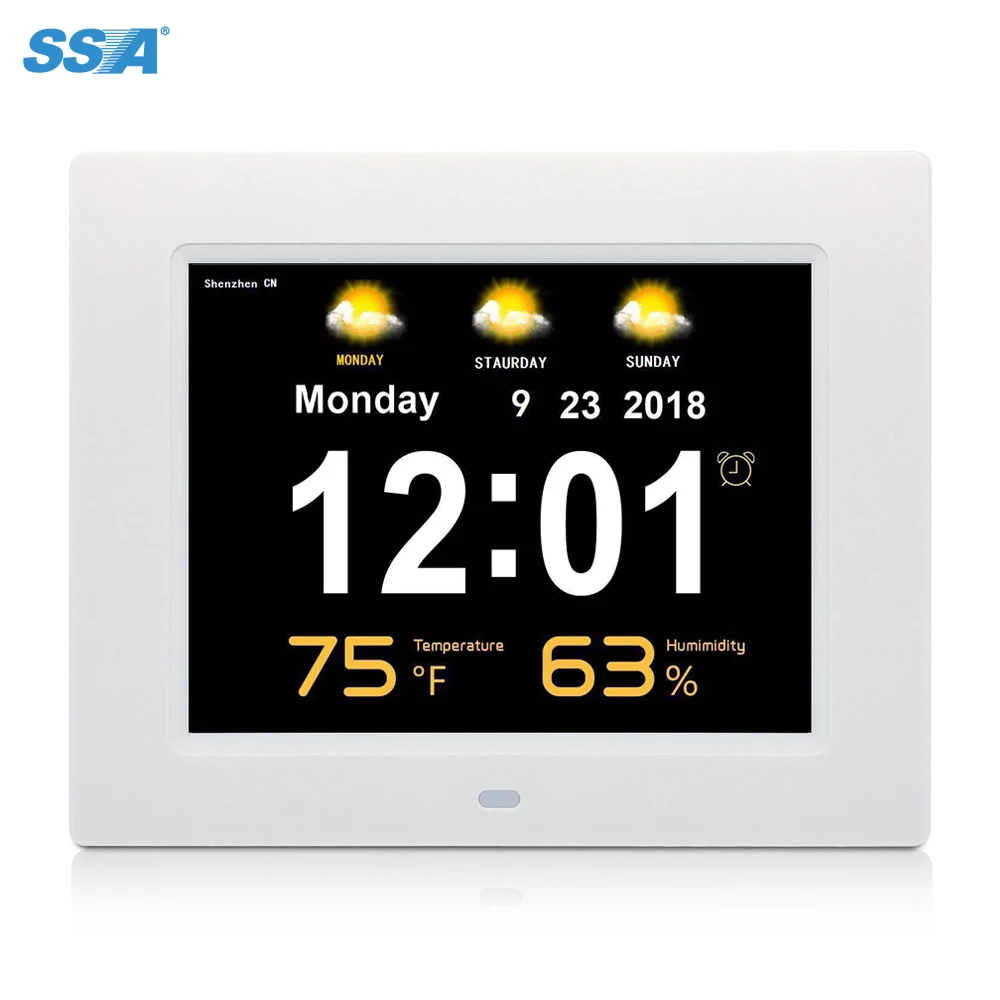 

New Arrival Desk Wall Led Display 8 Inch wifi Day Clock support weather forecast