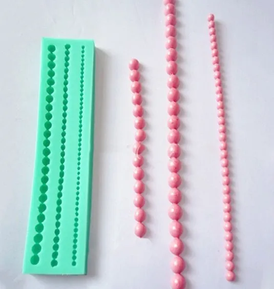 

wholesale 3 Sizes Pearl String Beads Silicone Cake Decorating Fondant Baking Mould, Green