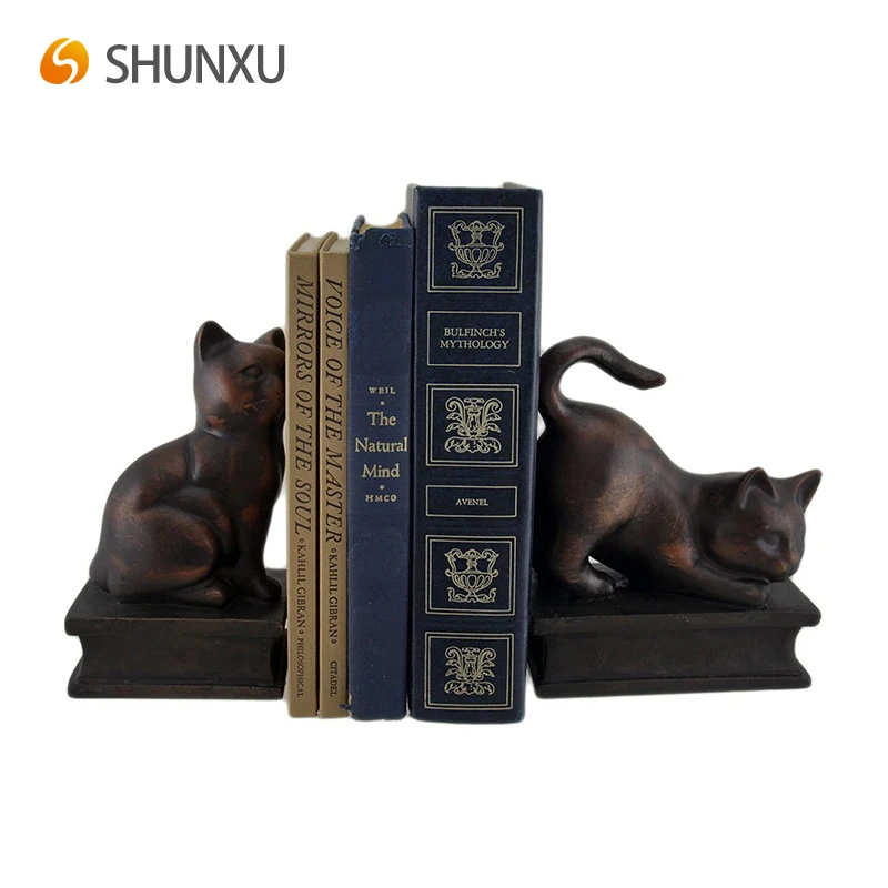 Decorative Bookends for Shelves Organize Heavy Books Metal Book Ends for Cat Lovers PandS Cute Cat Bookends Multi Color = Stylish Color