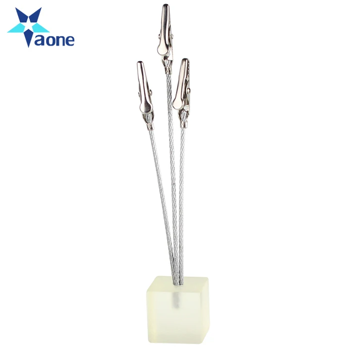 
Custom small cube 3 alligator wire memo picture note card desk paper photo clips holder table stand place office dest favor 
