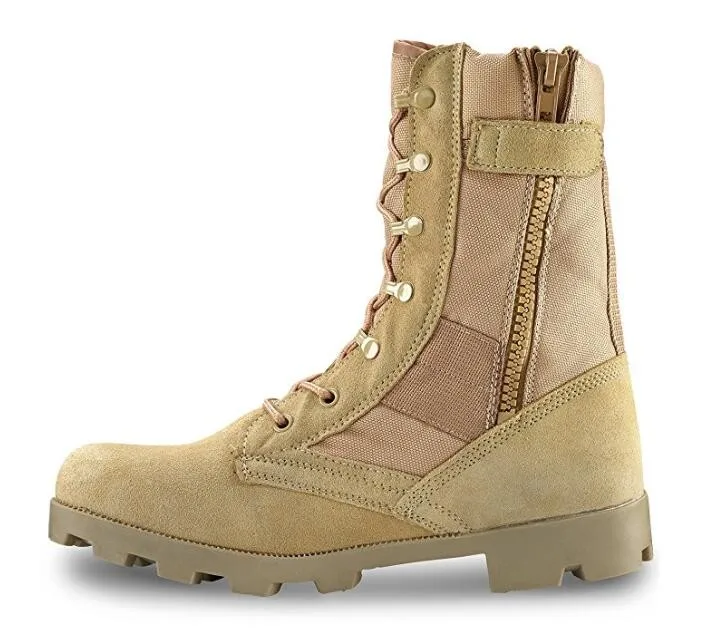 tan tactical boots with zipper