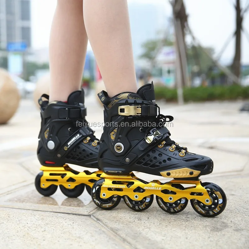 

land roller skating black gold with PU wheels 72mm 76mm 80mm adults kids