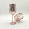 Custom wine stemware in rose gold color for wedding