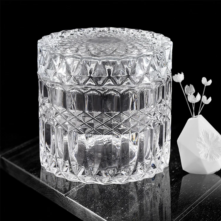 Clear glass votive candle jar with lid home decor