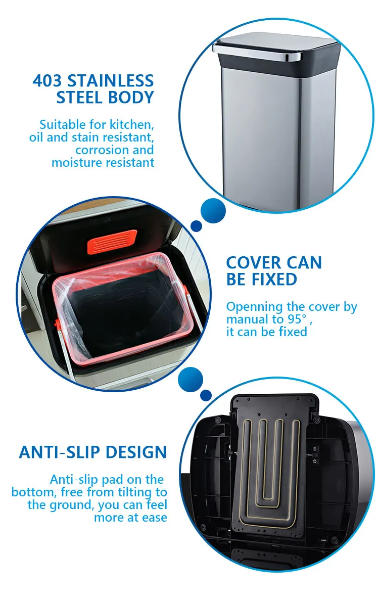 40l Compactor Trash Can Trash Compression Trash Can Stainless Pedal Bin Buy Recycling Bin Home