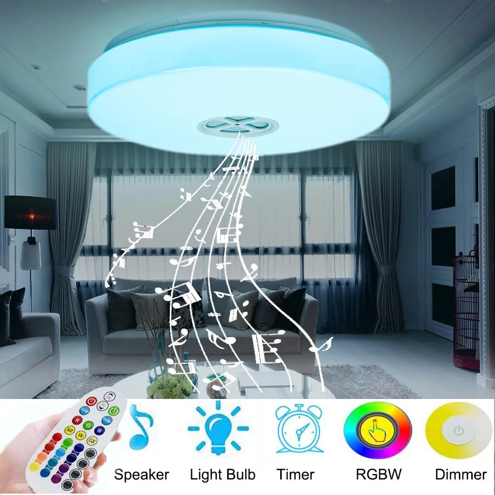 Hot Sell 24w Rgbw Color Changing Dimmable With Bluetooth Speaker Timer And Cellphone App Smart Led Ceiling Light View Smart Led Ceiling Light Oem Os