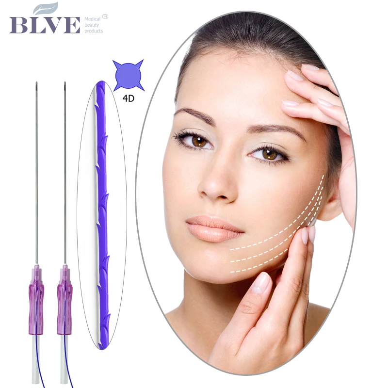 

19g 100mm medical skin care anti aging disposable absorbable face lift 4d cog pdo thread