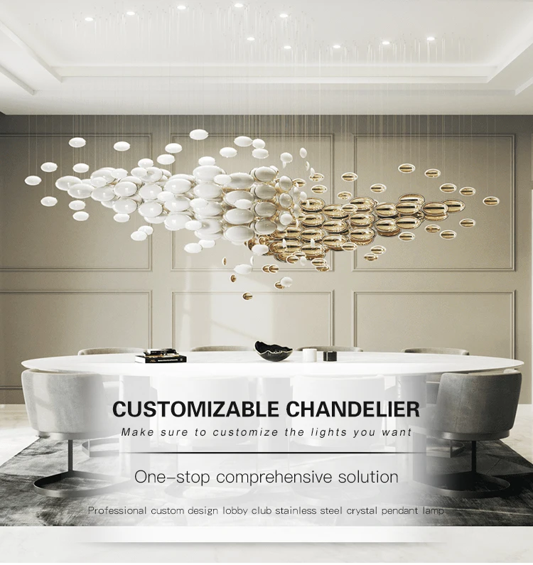 High quality professional one-stop customized hotel club modern luxury crystal led chandelier