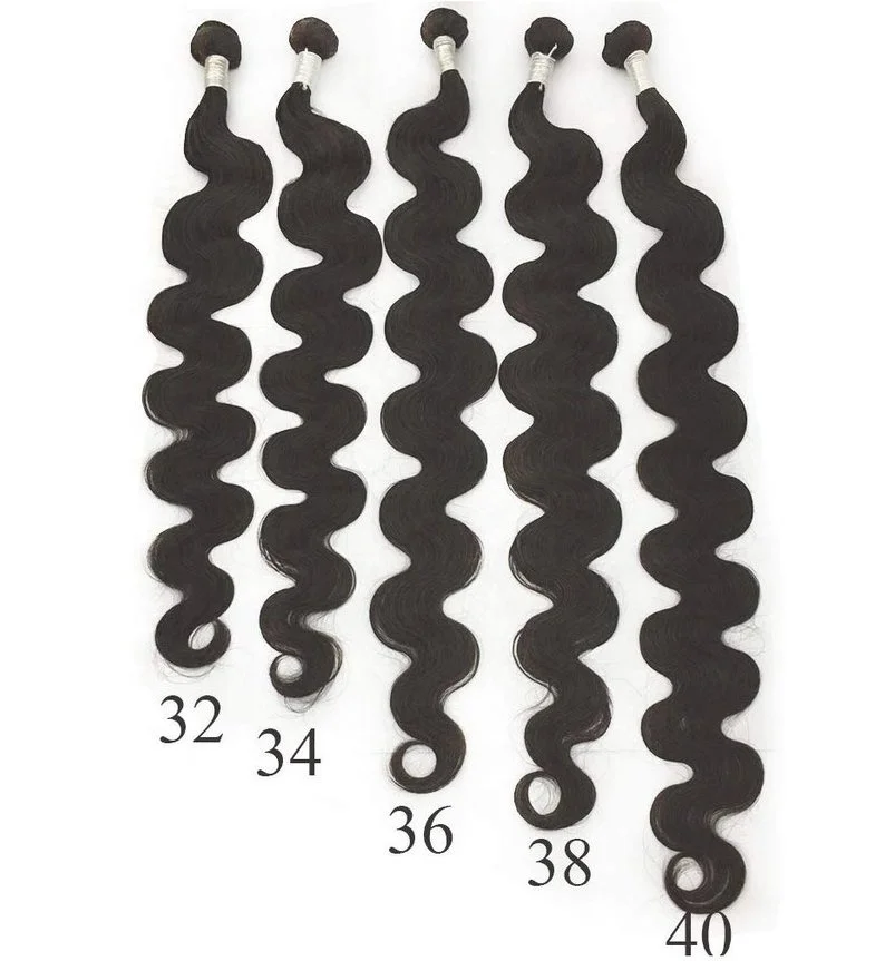 

Cheap Natural Black Long Hair 40 inches Body Wave 100% Raw Brazilian Indian Virgin Human Hair Extension Weaving Hair Bundles