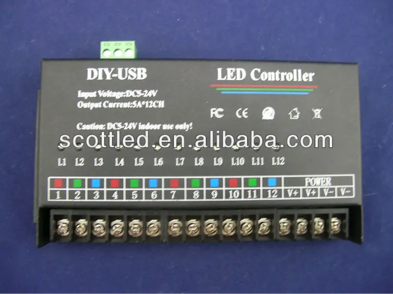 dc 5-24v 12 channel diy-usb matrix rgb led controller programmable