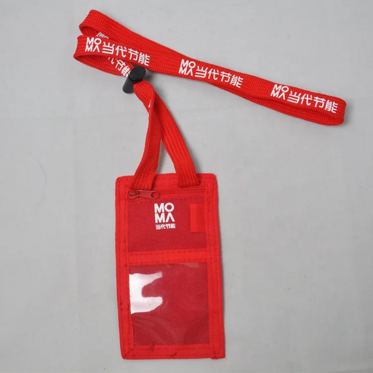 Cheap Popular Business Small Cute Credit Post Name Card Holder with Cotton Lanyard And Soft Pvc Pocket for Men Women