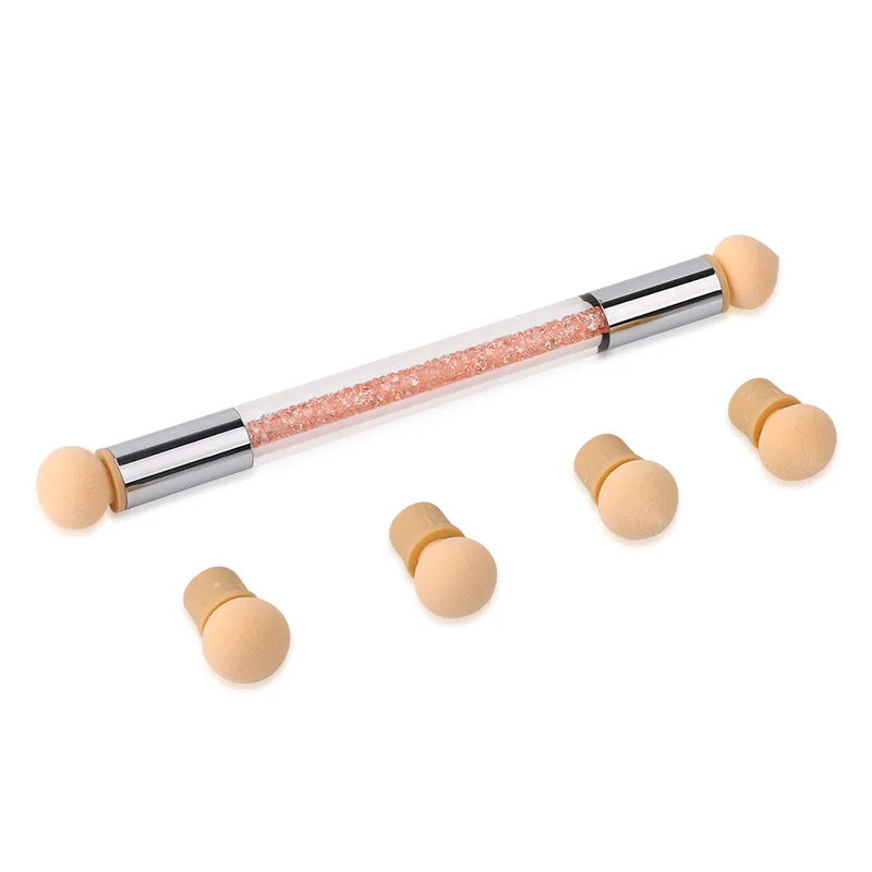 

2019 colorful double head Rhinestone nail tool sponge pen, Blue+orange