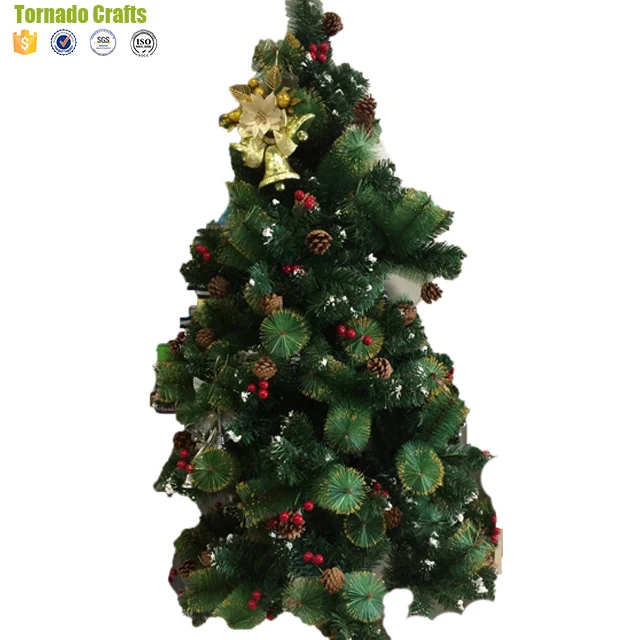 pe mixed artificial pine needle christmas tree with golden