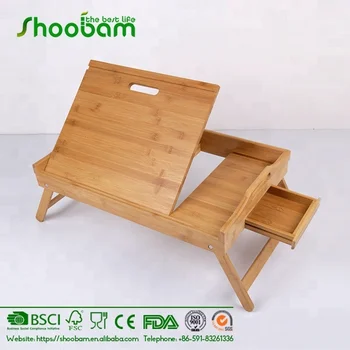 Bamboo Laptop Desk Tray Computer Notebook Ipad Book Holder Stand