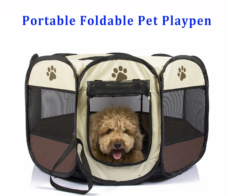 Custom Logo Portable Foldable Travel Pet Exercise Kennel Dog Playpen