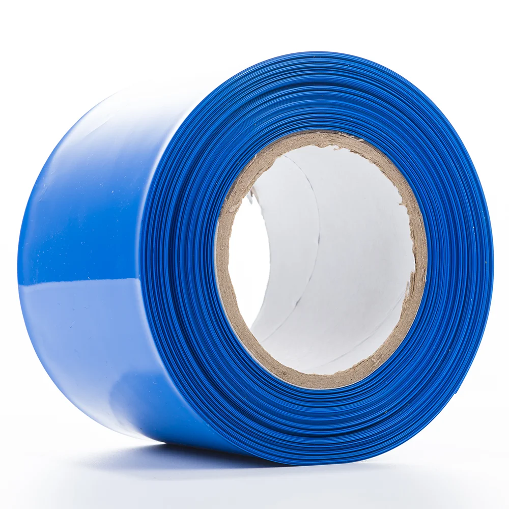 PVC Calor Shrink Tubo 180mm Envoltura de anchura Plana Para Medidor De Doble Capa 18650 3 Azul