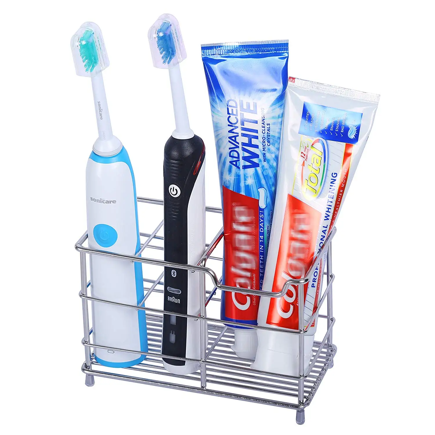 Copper Finish GoCraft Wire Metal Toothbrush Holder Stand for Bathroom Vanity Countertops