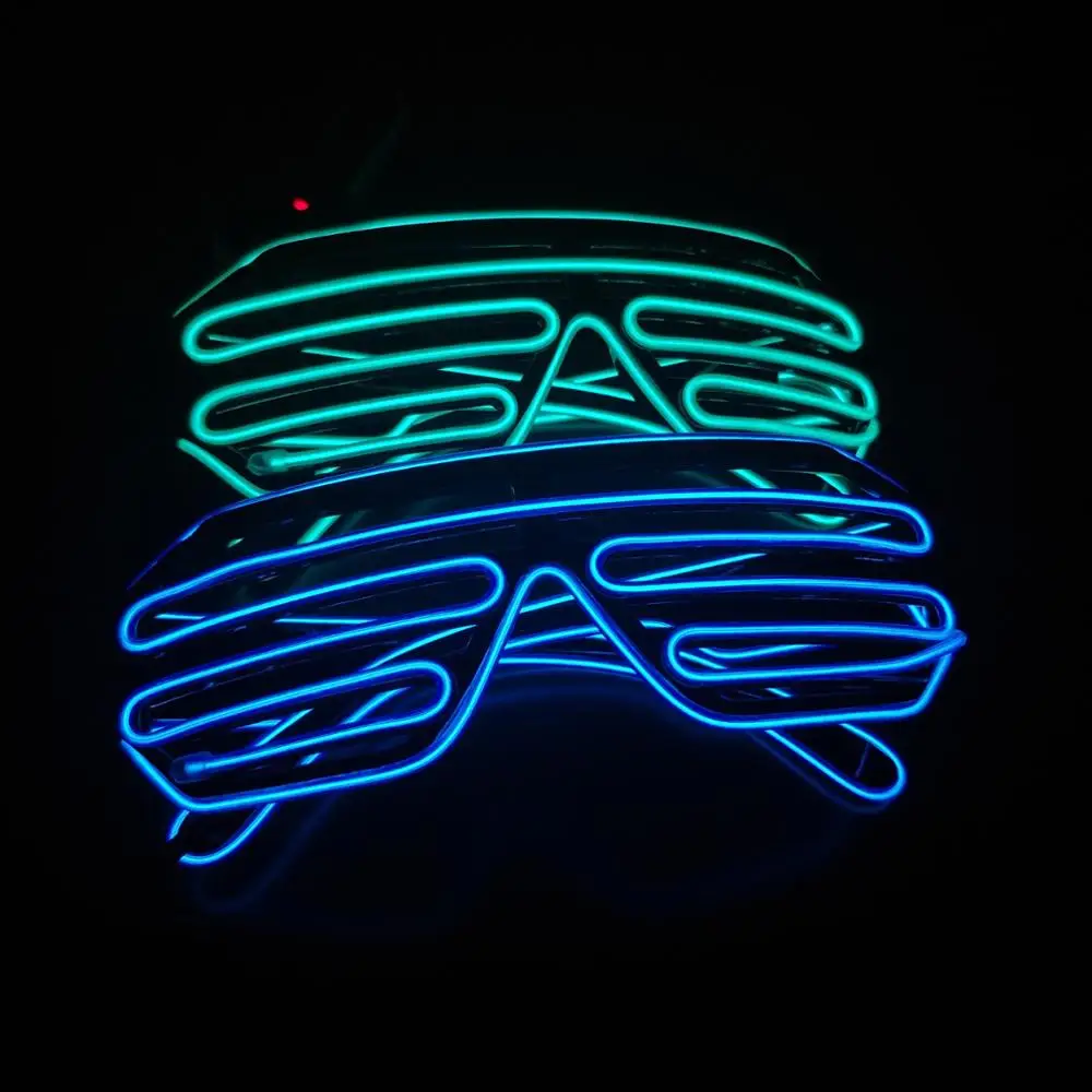 El Wire LED Brille Shutter Shaped Glasses Partybrille Leuchtbrille Party Wg