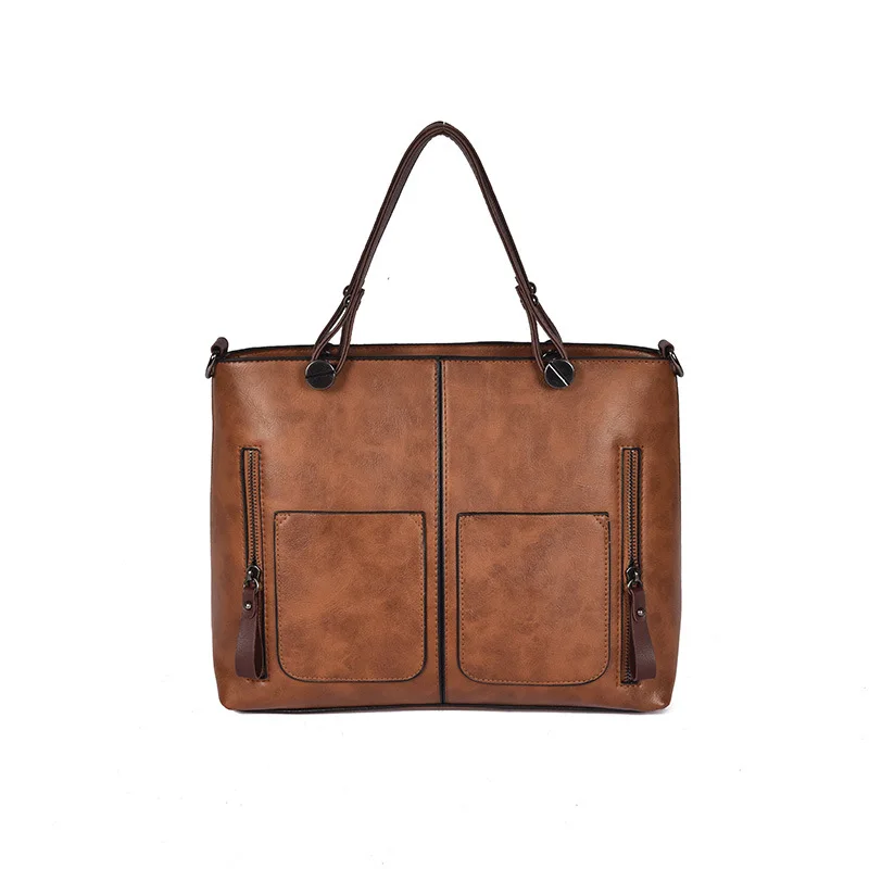 

Hot sale fashion Pu tote bag leather vintage women handbag