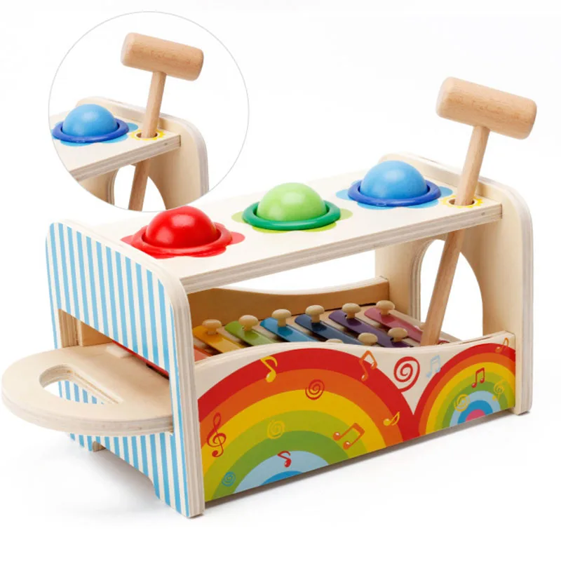 Multifunctional Music Knocking Table Wooden Educational Toys Baby Wood Knock Classic Children's Early Training Noise Maker toy
