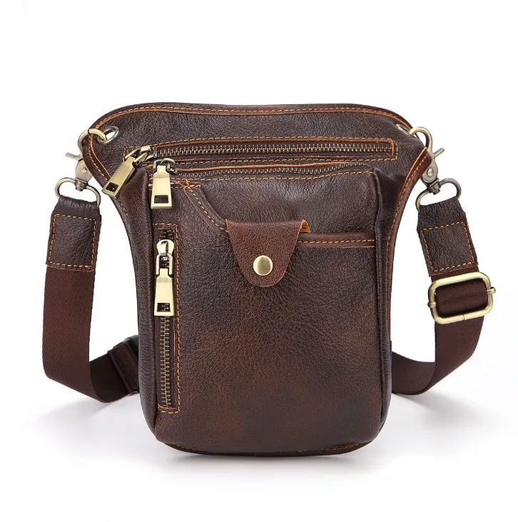 

Men Genuine Leather Chest Back Pack Travel fashion Male Messenger Shoulder Bag Bolsa de hombres masculina Sac, As shown