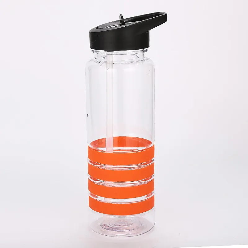 Z020 750ml Plastic Straw Water Bottle Clear Plastic Shaker Mug Portable