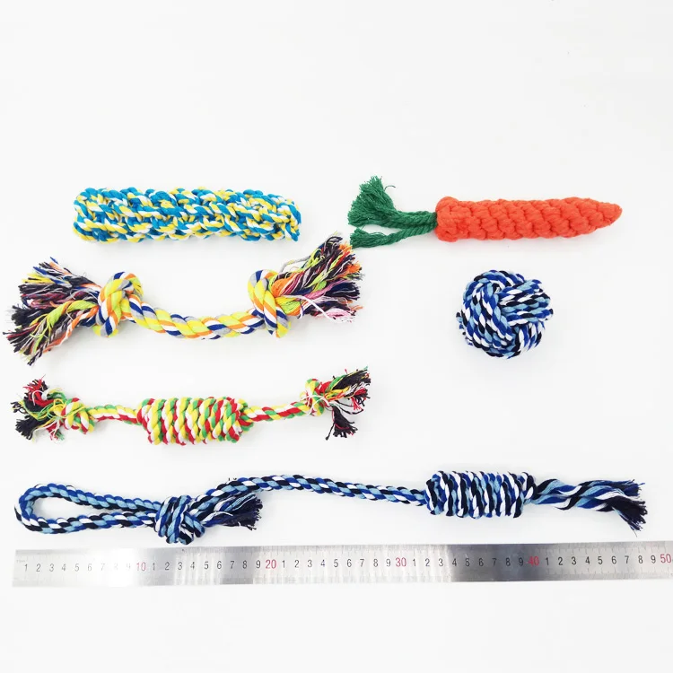 Hot Sale 6 Pieces Chew Fabric Nylon Rope Pet Set Teething Dog Toys