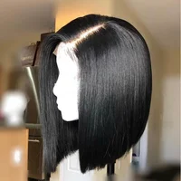 

130% Brazilian Virgin Human Hair Straight Short Bob 4*4 Lace Front Human Hair Wigs