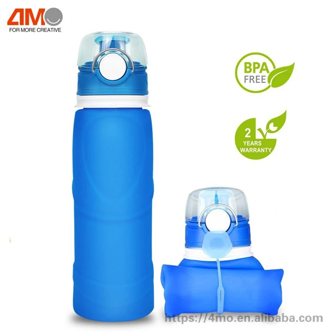 

750ml Silicone accordion water bottle, Bpa free sport bottle collapsible