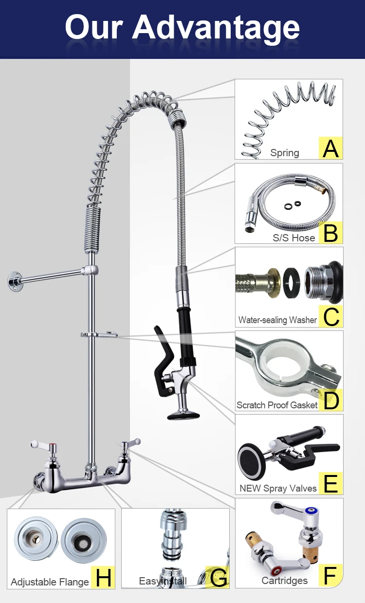 Wall Mounted New Ultra Thin Pull Out Spray Valve Pre Rinse Tap