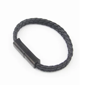 Double Braided Leather Bracelet USB Charger Cable iPhone