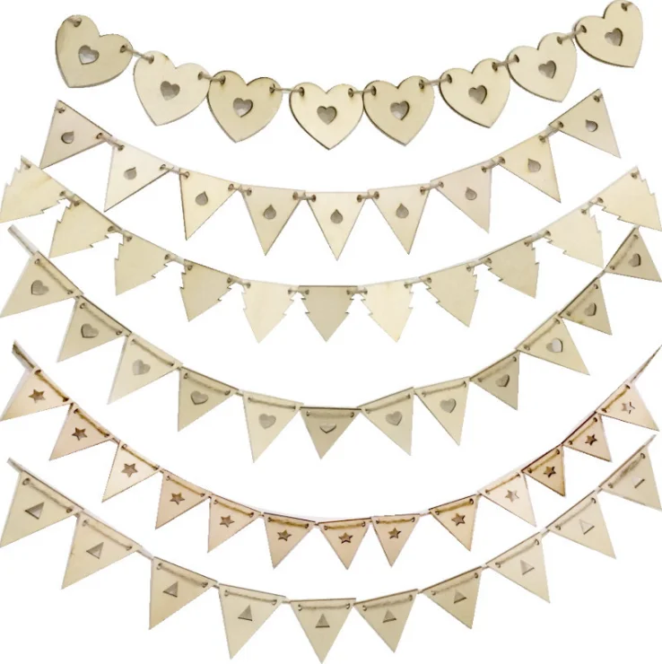 Rustic Wooden Custom Triangle Party Banner With Several Designs