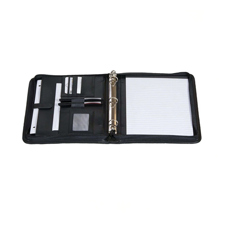 

2018 Black Multi function Organizer Leather Zipper bag/File holder