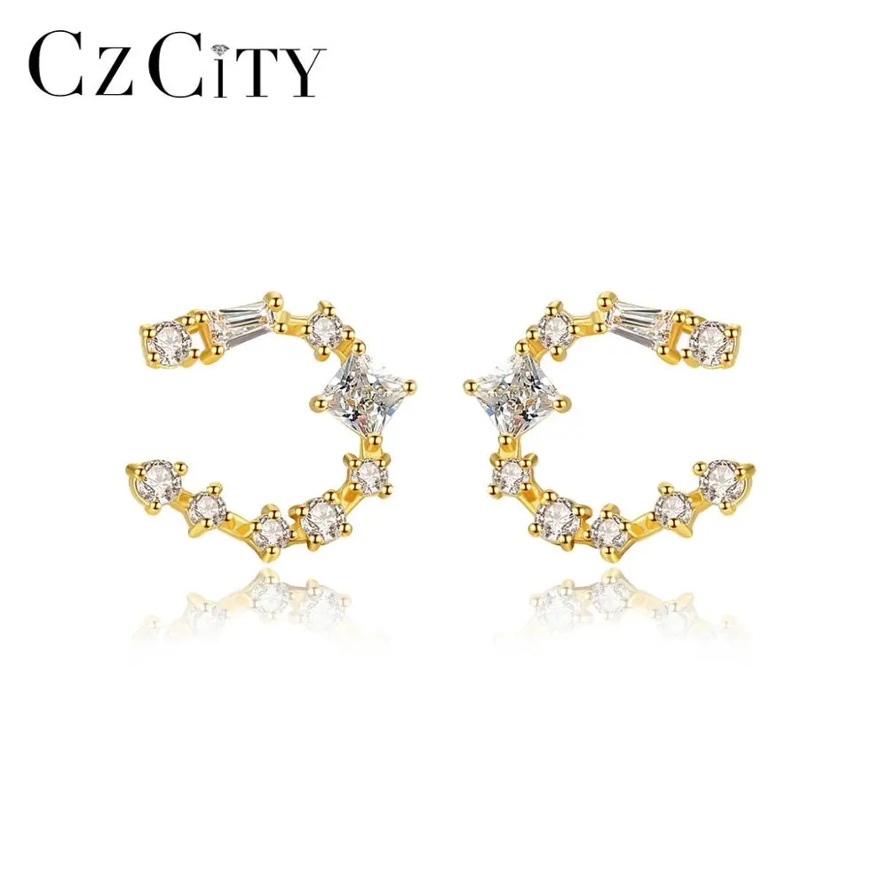 

CZCITY Fancy Cubic Zirconia Womens Earrings 925 Sterling Silver Luxury Korean Stud Earring for Girls Wholesale