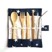 

Sustainable bamboo cutlery set organic travel cutlery set with carrying pouch spoon knife fork